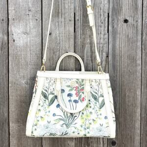 Tory Burch | Robinson Printed Canvas Triangle Tote Watercolor Botanical Print